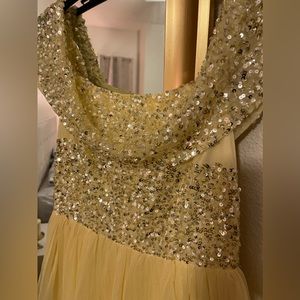 ASOS yellow sequined in the top and tulle in the bottom maxi evening dress